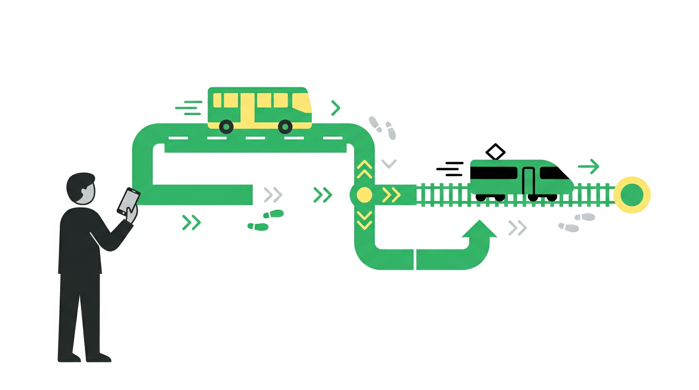 Follow step-by-step bus and train directions